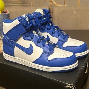 Nike dunks HI Kids Royal Blue and White Sneakers